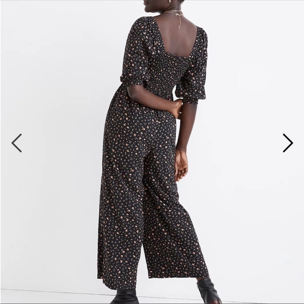 Madewell Lucie elbow-sleeve smocked wide leg jumpsuit - Picture 3 of 5